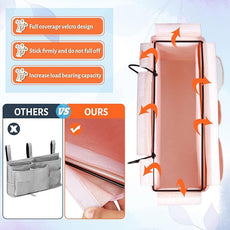 Loghot Bedside Caddy/Bedside Storage Bag Hanging Organizer for Bunk and Hospital Beds,Dorm Rooms Bed Rails,Can be Placed Glasses,Books,Mobile Phones,Keys (New Pink-1)