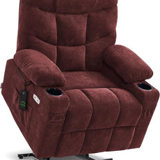 MCombo Power Lift Recliner Chair with Extended Footrest for Elderly People, Fabric 7287 (Burgundy, Medium)