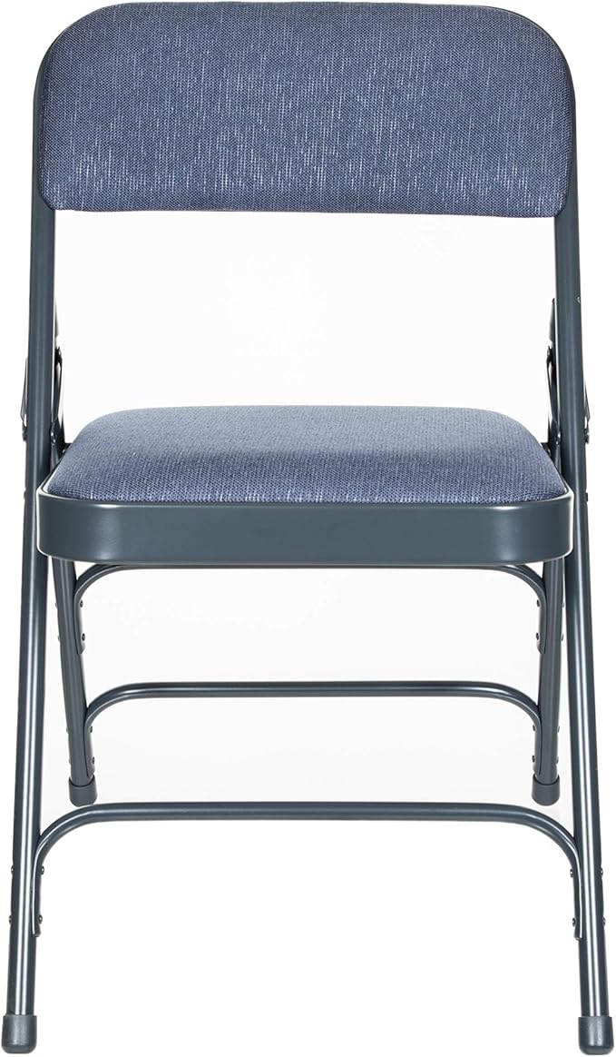 OEF Furnishings OEF2300 Series Heavy-Duty Premium Fabric Padded Upholstery Double-Hinged Triple-Braced Folding Chairs (4-Pack, Midnight Blue)