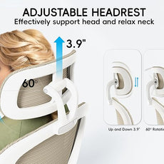 TRALT Office Chair - Ergonomic Office Chair with Back Support, Computer Chair - Home Office Desk Chairs, 330lbs Wide Seat Big and Tall Office Chairs with Headrest, Comfy Desk Chairs (Beige)