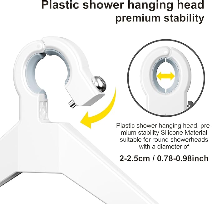 Orimade 4 Tier Adjustable Anti-slip Shower Caddy Over Shower Head, Rustproof Bathroom Hanging Organizer With 4 Hooks for Razor, No Drilling Shower Shelves Storage Rack, White