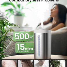 Jack & Rose Stainless Steel Humidifier, Easy to Clean, Dishwasher Safe, Cool Mist Humidifiers for Bedroom