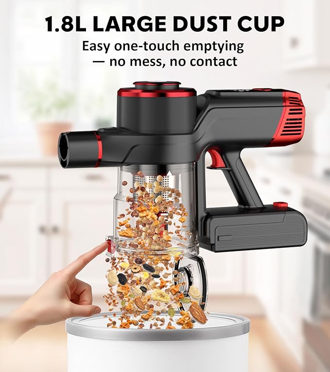 Cordless Vacuum Cleaner, 600W 50KPA Powerful Stick Vacuum with OLED Smart Display, 70Mins Runtime, Self-Standing & 1.8L Dust Cup, Vacuum Cleaners for Home/Hardwood Floor/Carpet/Pet Hair