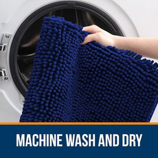 OLANLY Bathroom Rugs 47x24, Extra Soft Absorbent Chenille Bath Rugs, Rubber Backing Quick Dry, Machine Washable Bath Mats for Bathroom Floor, Tub and Shower, Home Decor Accessories, Navy