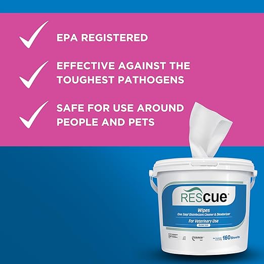 REScue Canister Wipes & Bucket Wipes 4 Pack – Disinfectant Cleaner for Vet Use, Designed to Clean Kennels, Litter Boxes & More