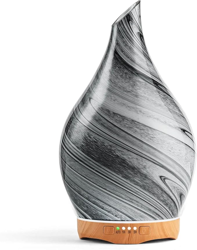 Porseme 280ml Essential Oil Diffuser Glass Color Changing Aroma Air Diffusers Aromatherapy Ultrasonic Cool Mist Humidifier 7 Running Hours Waterless Auto-Off for Sleeping, Yoga, Office, Spa (Ink)