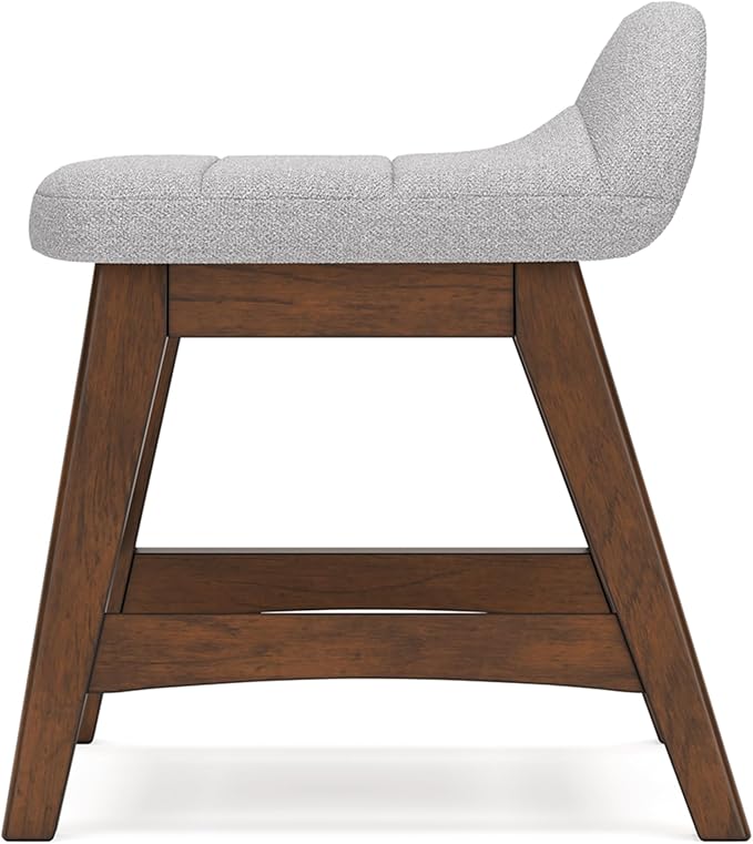 Signature Design by Ashley Lyncott Casual Upholstered Armless Home Office Desk Chair with Backless Design, Light Gray & Light Brown