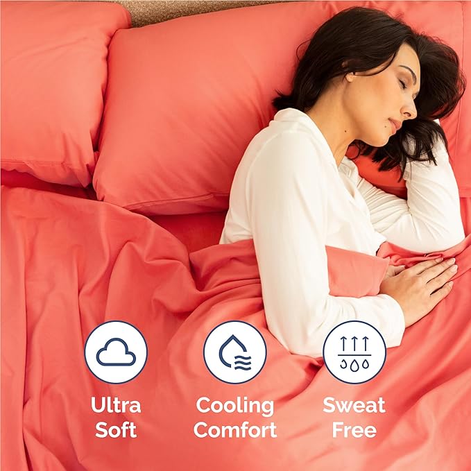 Full 6 Piece Sheet Set - Cooling & Breathable Bed Sheets - Hotel Luxury Bed Sheets for Women, Men, Kids & Teens - Comfy Bedding with Deep Pockets & Easy Fit - Soft and Wrinkle Free - Full Coral Sheets