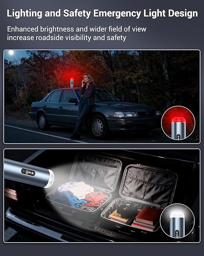 Handheld Vacuum Cordless, 18000Pa Car Vacuum with Brushless Motor, 5-in-1 Portable Hand Held Vacuum with 3 Speed Modes, High Power Mini Vacuum Cleaner with White LED & Red Flash for home, Car, Office