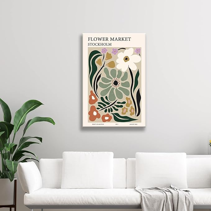 Zzuyi Flower Market Poster,Botanical Prints,Green Flower Prints Anthropologie art for Bathroom,Aesthetic Decor-12x18