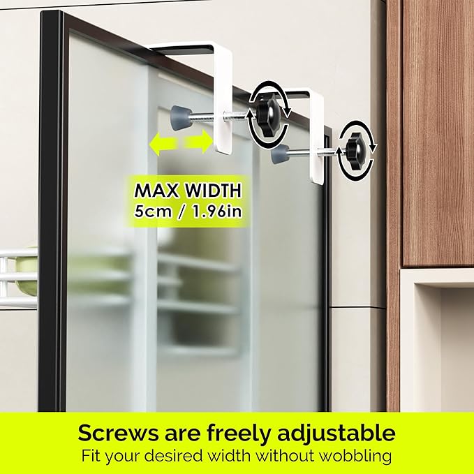 Orimade Over The Door Shower Caddy Adjustable 4 Tier White,Bathroom Hanging Organizer Shelf Rustproof with 4 Hooks,Shower Basket with Soap Holder and Suction Cup