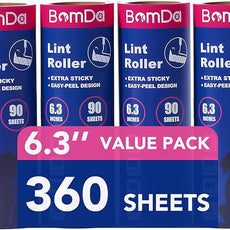 Extra Sticky Large Surface Lint Roller, 6.3'' Giant Lint Roller for Pet Hair, 360 Sheets/ 4 Refills, Long Handle Lint Remover for Clothes, Furniture, Dog & Cat Hair Remover (360 Sheets)