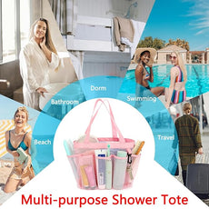 Mesh Shower Caddy Portable for College Dorm Room Essentials, 8-Pocket Large Shower Basket Tote Bag with 2 Handles for Toiletry, Bathroom, Beach, Camp, Gym