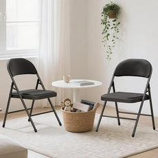 12 Pack Black Folding Chairs with Padded Cushion for Outside, Portable Stackable Commercial Metal Foldable Chairs with Steel Frame for Home Events Office Wedding Party, 350lbs Capacity