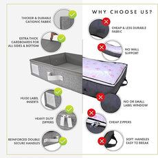 HOMELUX THEORY 2pc Under Bed Storage Containers, Bedroom Under the Bed Drawer Storage Organizer with Bins and Lids, Large Underbed Clothes Storage Box Ideal for Blanket, Fabric, & Shoes (LightGray)