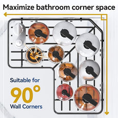 YASONIC Shower Caddy Corner, 3-Pack Adhesive Rustproof Stainless Steel Shower Shelves with Soap Holder, No Drilling Shower Organizer Corner for Dorm, Renters Bathroom, Black