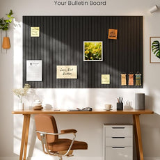 Bumusty Large Cork Board Alternative-47 x35 Felt Bulletin Board Tiles, with 30 Pushpins, 70 Adhesive Tabs, 12-Pack Slat Wall Paneling, Cork Boards for Office Push Pin Board Felt Board-Charcoal Gray
