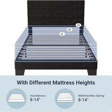 Allewie Twin Size Platform Bed Frame with Velvet Upholstered Headboard and Wooden Slats Support, Fully Upholstered Mattress Foundation/No Box Spring Needed/Easy Assembly, Black