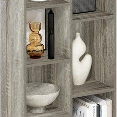 Furinno LUDER Book Shelf, 7-Cube Bookshelf, Bookcase, 9.4 x 19.5 x 41.7, for Living Room, Bedroom, Home Office, French Oak