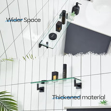 KOKOSIRI Wall Shelves Bathroom Hardware Tempered Glass Floating Shelf Hanging Rack Storage/Room Decor 20-Inch Oil Rubbed Bronze 2 Pack B1105ORB-L20-P2