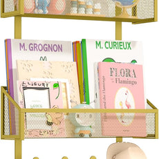 Over The Door Hooks Organizer, Coat Rack Over The Door Storage Hanger Towel Rack, Back of Storage Organizer for Bathroom,Bedroom,Kitchen,Office(Gold 3-Tier)