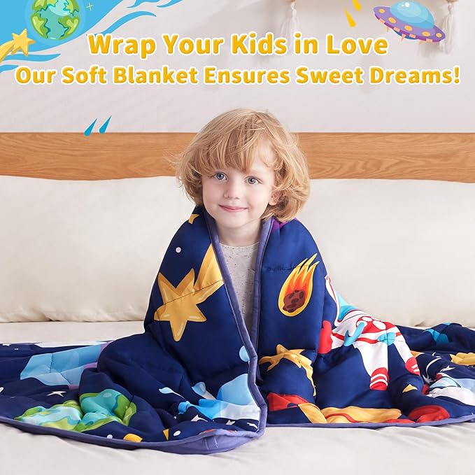 anfie Weighted Blanket Kids(40"x60" 10lbs) Weighted Blanket Cooling Blanket for Sleeping,Throw Size Breathable Blanket with Premium Glass Bead(Blue Aerospace)