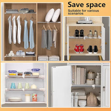 BAOYOUNI Closet Tension Shelf Rod Heavy Duty Wardrobe Organizer Adjustable Storage Shelves Rack DIY Closet Dividers Separators for Kitchen Bathroom Bedroom Garage, 19.69-31.5 Inches