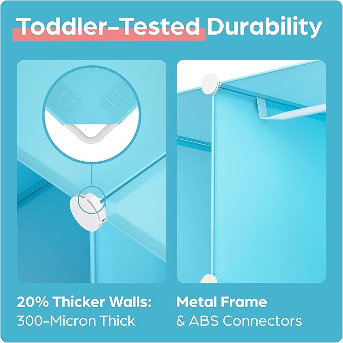 Baby Closet Organizer for Nursery - Durable Baby Wardrobe Armoire for Closet - Customizable Dresser Shelves - Waterproof Shelf Clothes Organizer w/Wall Fixation (Blue)