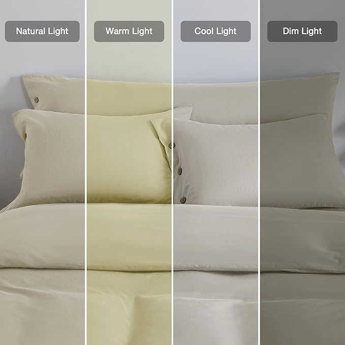 JELLYMONI Pillowcases Queen Set of 2 Cotton Button Pillow Covers 20×30in Light Khaki Bed Pillow Cases 100% Washed Cotton Soft Breathable (Pillows are not Included)