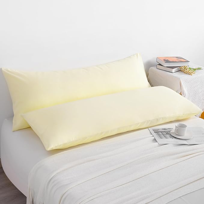 NTBAY Body Pillow Cases Set of 2, 2 Pack Brushed Microfiber 20x54 Pillow Cases, Soft, Wrinkle, Fade, Stain Resistant Ivory Pillow Cases with Envelope Closure, 20x54 Inches, Ivory