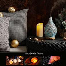 Porseme 150ml Glass Essential Oil Diffuser Aromatherapy Ultrasonic Cool Mist Humidifier 6 Running Hours Waterless Auto-Off Air Diffusers for Sleeping,Yoga,Office Working Spa and Rest (Light Blue)