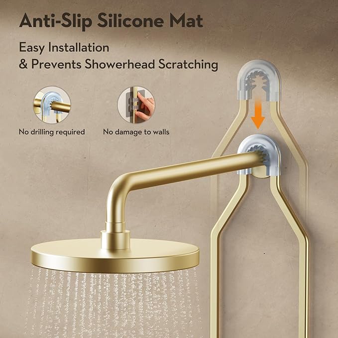 Shower Caddy Hanging, Shower Organizer Hanging, Aluminum Shower Racks for Inside Shower with Hooks for Razor, Never Rust Bathroom Organizers and Storage with Soap Holder, Gold