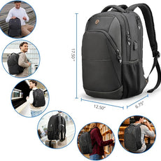 Swissdigital Design Travel Laptop Backpack, College Laptops Backpack with USB Charging Port for Men and Women Fits 16 Inch Notebook, Black | SD1670-01