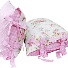 FADFAY Rose Floral Duvet Cover Set Pink Grid Cotton Girls Bedding with Hidden Zipper Closure 3 Pieces, 1duvet Cover & 2pillowcases,Twin XL Size