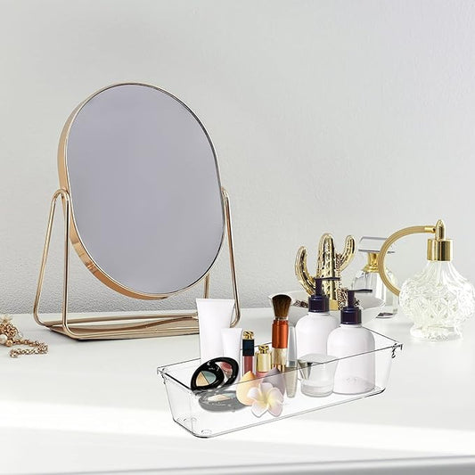 Ravinte 6 Pack Drawer Organizer - 3" X 9" Plastic Storage Bins, Acrylic Organizers with Non-Slip Pads Clear Desk Storage Tray for Makeup, Jewelries, Kitchen Utensils, Bathroom and Office