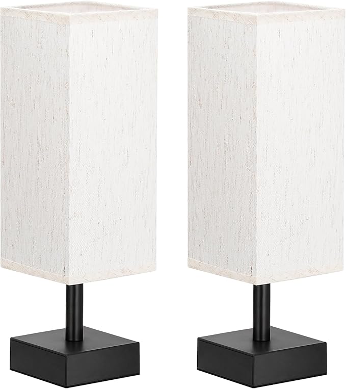 aooshine Beige Bedroom Table Lamp Set - Bedside Lamps for Nightstand Set of 2, Minimalist Lamps for Desk, Dorm, Kids Room, Bulb Not Included
