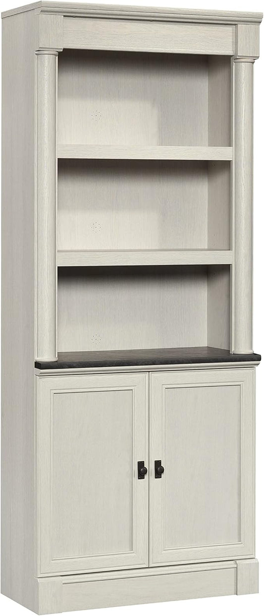Sauder Palladia Book Shelf, Bookshelf with Storage, Library Bookcase with Doors and Adjustable Shelves, in Glacier Oak Finish