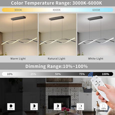 Modern Ceiling Pendant Lights, 57in Chandelier Dimmable with Remote Control 3000k-6000K Adjustable Color Temperature, Aluminum Island Lighting Lamp Fixture for Kitchen, Dining Room