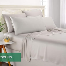 Pure Bamboo Full Sheets, Genuine 100% Organic Viscose Derived from Bamboo Bed Sheet Set, Luxuriously Soft & Cooling, Double Stitching, 2 Year Quality Promise (Full, Silver Pearl)