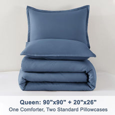 Litanika Comforter Set, Lightweight Solid Bedding Comforter Set, Fluffy Down Alternative Bed Set, Haze Blue, Queen