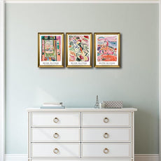 Wieco Art Framed Canvas Wall Art 3 Piece Henri Mattise Art Abstract Colorful Matisse Posters Canvas Prints for Wall and Home Office Decorations Bronze Gold Frame