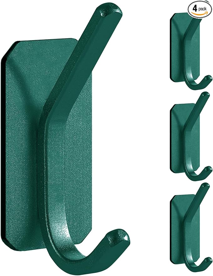 Paoli Heavy Duty Adhesive Wall Hooks (4, Emerald)
