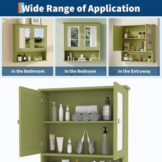 22.2 Inch Mirrored Medicine Cabinet for Bathroom, Over Toilet Wall-Mounted Storage Cabinet with Adjustable Shelf, Waterproof MDF Cabinet for Bathroom Organization