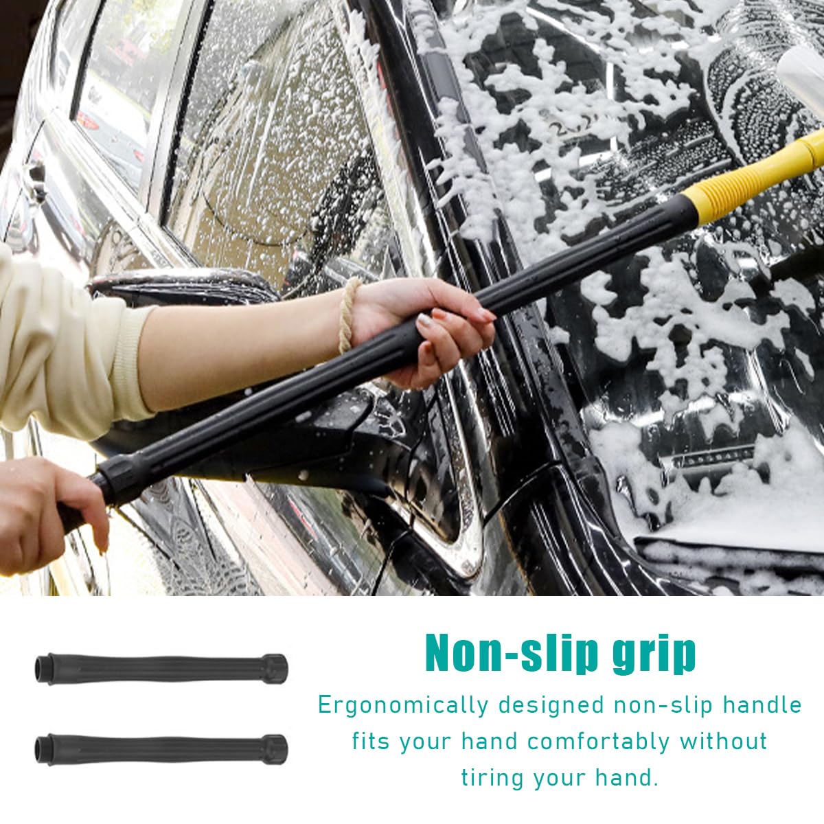 Rotating Car Wash Brush, 360° Spin Auto Cleaning Brush with Long Handle, Detachable Washing Brush with Soft Chenille Bristles Universal for Most Vehicles, Car Accessories (Brush)