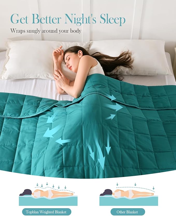 Topblan Weighted Blanket for Adults 15lbs, Twin Full Size, Breathable Ultra Soft Weighted Blanket,Warm Heavy Blanket with Glass Beads, for Bed Sofa,48 x 72 inches, Green