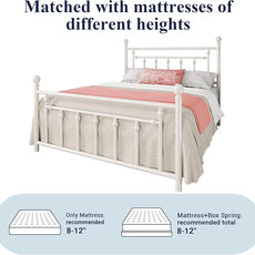 Allewie 14 Inch Full Size Metal Platform Bed Frame with Victorian Vintage Headboard and Footboard/Mattress Foundation/Under Bed Storage/No Box Spring Needed/Easy Assembly/Noise Free/White