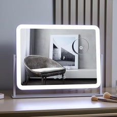 HIEEY Vanity Mirror with Lights, Lighted Makeup Mirror, Three Color Lighting Modes, and 5X Magnification Mirror, Smart Touch Control, 360°Rotation (17.4