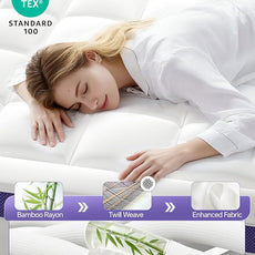 Dual Layer 4 Inch Memory Foam Mattress Topper Twin - 2 Inch Gel Memory Foam and 2 Inch Pillow Top Mattress Pad, 7-Zone Egg Crate Full Size Mattress Topper