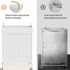 Laundry Hamper with Wheels, 90L Laundry Basket with Handle, Laundry Sorter with Removable Liner Bag