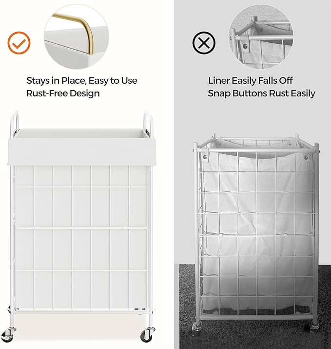 Laundry Hamper with Wheels, 90L Laundry Basket with Handle, Laundry Sorter with Removable Liner Bag